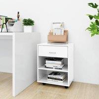 Berkfield Home Rolling Cabinet High Gloss White 46x36x59 cm Engineered Wood | Size: 46 x 36 x 59 cm