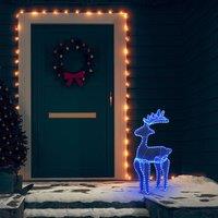 Berkfield Home Reindeer Christmas Decoration with Mesh 306 LEDs 60x24x89cm in Blue | Size: 60 x 24 x 89 cm