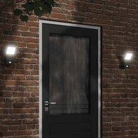 Berkfield Home Outdoor LED Wall Light with Sensor Black Die-cast Aluminium