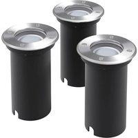 Berkfield Home Outdoor LED Ground Lights 3 pcs Round in Silver