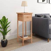 Berkfield Home Side Table with Drawer 25x25x60cm Solid Wood Walnut in Brown | Size: 25 x 25 x 60 cm