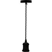 Havendro Black - Twisted Cable Pendant Lamp Holder: Industrial Vintage Ceiling Rose E27