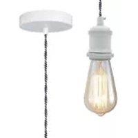 Havendro White - Twisted Cable Pendant Lamp Holder: Industrial Vintage Ceiling Rose E27