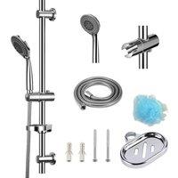 EONLION Adjustable Slider Rail Shower Riser Kit With Soap Bar Holder in Silver