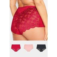 Yours Women's 3 Pack Briefs in Red | Size: 22-24