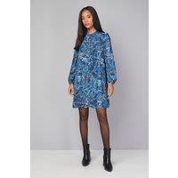 Wallis Women's Petite Abstract Button Through Swing Dress in Black | Size: 16