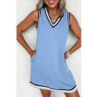 Everyday The Label Women's Myosotis Color Contrast Trim V Neck Shift Sleeveless Mini Dress Mini | Size: XL