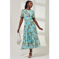 Jolie Moi Women's Haylee Print Chiffon Maxi Dress in Blue | Size: 8