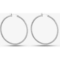 T.H.Baker Women's Sterling Silver 45mm Diamond-Cut Hoop Earrings 8.51.2829