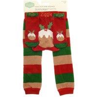 Ziggle Leggings & Socks Set - Christmas Pudding in Dark Red | Size: 0-6 m