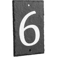 Nicola Spring Slate House Sign - 9 x 14.5cm - Number 6 in Grey | Size: 9 x 14.5 cm