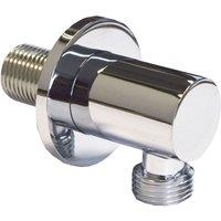 Nes Home Round Chrome Wall Outlet Elbow Hose Connector in Silver