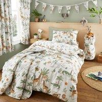 Happy Linen Company Jungle Safari Animals Duvet Cover Quilt Bedding Set in Ivory | Size: Single
