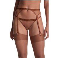 Aubade Women's Sheer Emotion Suspender Belt in Brown | Size: 8