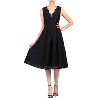 Jolie Moi Women's V Neck Pleated Lace Prom Dress in Black | Size: 10