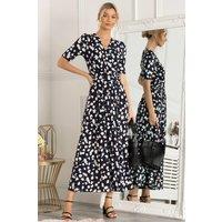 Jolie Moi Women's Acadia Wrap Maxi Dress in Navy | Size: 8
