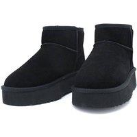 Kitise Women's Genuine Suede Leather Flatform Comfort Ankle Boots in Black | Size: 7