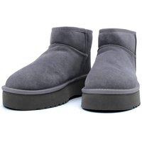 Kitise Women's Genuine Suede Leather Flatform Comfort Ankle Boots in Grey | Size: 5