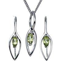 Ojewellery Women's Set Peridot Necklace Dangle Earrings Marquise in Green | Size: 18 inches