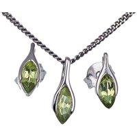 Ojewellery Women's Set Peridot Necklace Earrings Studs Minimalist Marquise in Green | Size: 18 inches
