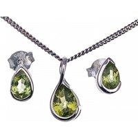 Ojewellery Women's Set Peridot Necklace Earrings Studs Infinity Loop in Green | Size: 18 inches