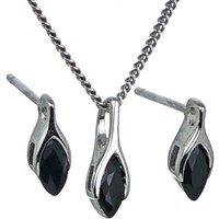 Ojewellery Women's Sapphire Set Necklace Earrings Marquise Minimalist in Blue | Size: 18 inches