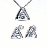 Ojewellery Women's Aquamarine Trillion Set Necklace Earrings in Blue | Size: 18 inches