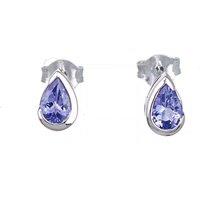 Ojewellery Women's 9ct White Gold Tanzanite Stud Earrings in Blue