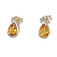 Ojewellery Women's 9ct Yellow Gold Citrine Stud Earrings
