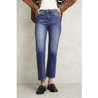 Hobbs London Women's Shea Straight Jeans in Mid Blue | Size: 16
