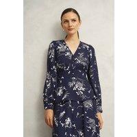 Hobbs London Women's Brielle Floral Print Top in Dark Navy | Size: 14