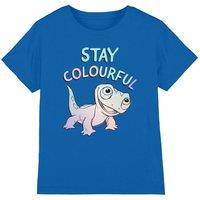 Disney Frozen Stay Colourful With Fire Spirit, Bruni kids t-shirt in Royal | Size: 7-8 Years