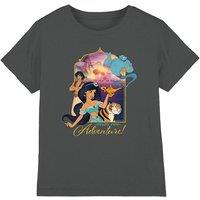 Aladdin Jasmine, Abu, Rajah, Genie Are Ready For Adventure Kids T-Shirt Charcoal | Size: 5-6 Years
