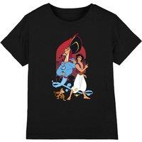 Aladdin The Genie, Jafar & Abu Kids T-Shirt Black | Size: 3-4 Years