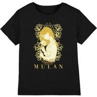 Disney Girl's Mulan Golden Garden T-Shirt Black | Size: 7-8 Years