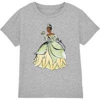 Disney Girl's The Princess & The Frog Be You. It'S Beautiful With Tiana T-Shirt Light Grey | Size: 5-6 Years