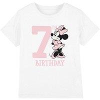 Minnie Mouse Girl's 7Th Birthday Shirt T-Shirt White | Size: 3-4 Years