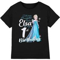 Frozen Girl's Bright Like Elsa 1St Birthday T-Shirt Black | Size: 5-6 Years