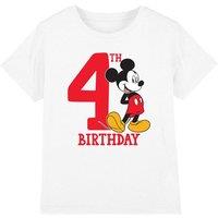 Mickey Mouse 4Th Birthday Shirt Kids T-Shirt White | Size: 3-4 Years