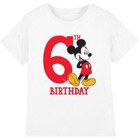 Mickey Mouse 6Th Birthday Shirt Kids T-Shirt White | Size: 3-4 Years