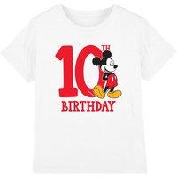 Mickey Mouse 10Th Birthday Shirt Kids T-Shirt White | Size: 7-8 Years