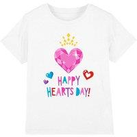 Disney Princess Girl's Valentine'S Day, Happy Hearts Day T-Shirt White | Size: 7-8 Years