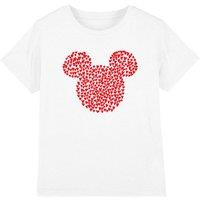 Mickey Mouse Valentine'S Day Heart Ears Silhouette Kids T-Shirt White | Size: 3-4 Years