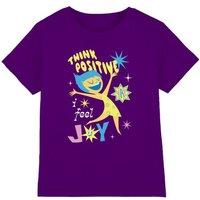 Inside Out 2 Joy Think Positive Kids T-Shirt Purple | Size: 5-6 Years