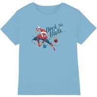 Spider Man Deck The Walls Kids T-Shirt Light Blue | Size: 3-4 Years