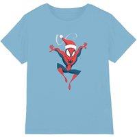 Spider Man Holiday Outfit Kids T-Shirt Light Blue | Size: 7-8 Years