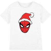 Spider Man Santa Hat Kids T-Shirt White | Size: 7-8 Years