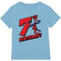 Spider Man Birthday 7 Kids T-Shirt Light Blue | Size: 5-6 Years