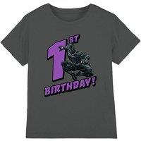 Black Panther Birthday 1 Kids T-Shirt Charcoal | Size: 7-8 Years