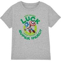 Captain America St Patrick'S Day Lucky Super Hero Kids T-Shirt Light Grey | Size: 5-6 Years